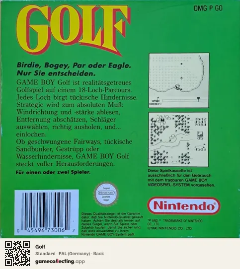Golf Game Boy, Germany box back