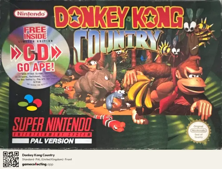 Donkey Kong Country Super Nintendo Entertainment System, United Kingdom box front