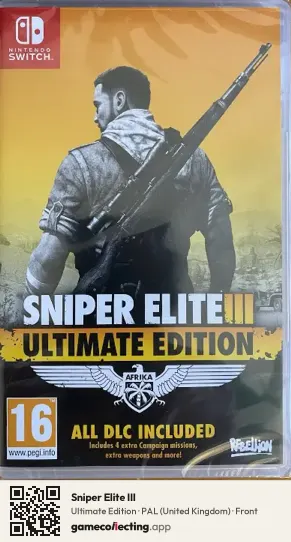 Sniper Elite III Nintendo Switch, United Kingdom box front