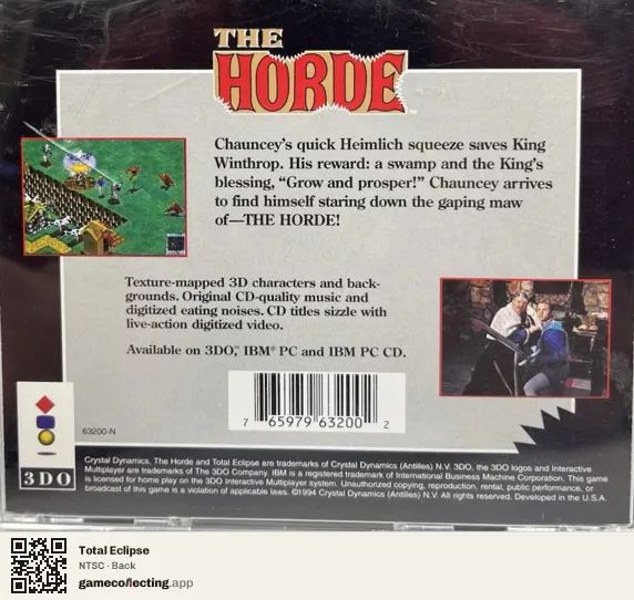 Total Eclipse 3DO Interactive Multiplayer, NTSC box back