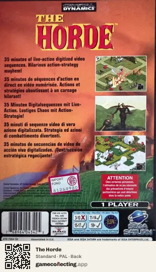 The Horde Sega Saturn, PAL box back