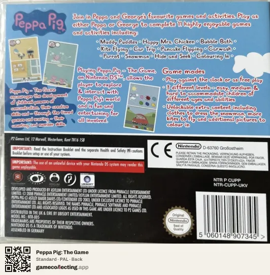 Peppa Pig: The Game Nintendo DS, PAL box back