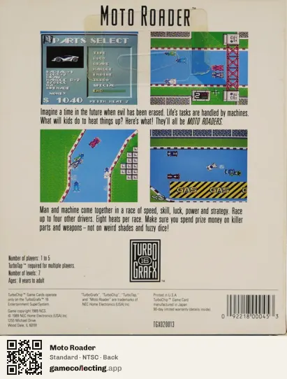 Moto Roader TurboGrafx-16, NTSC box back