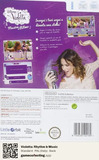 Violetta: Rhythm & Music Nintendo Wii, Italy box back