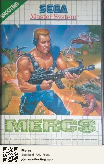 Mercs Sega Master System, PAL box front