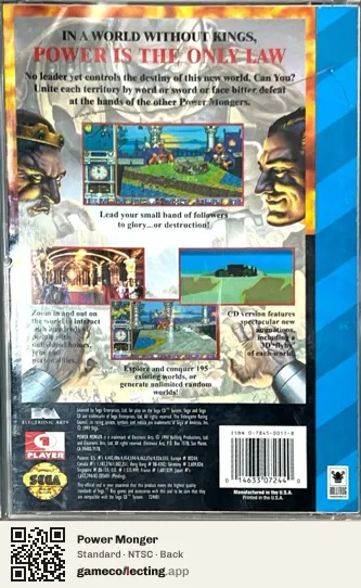 Power Monger Sega Mega-CD / Sega CD, NTSC box back
