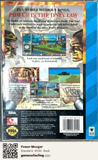 Power Monger Sega Mega-CD / Sega CD, NTSC box back