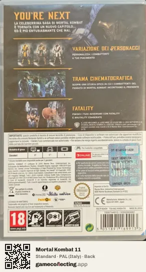 Mortal Kombat 11 Nintendo Switch, Italy box back