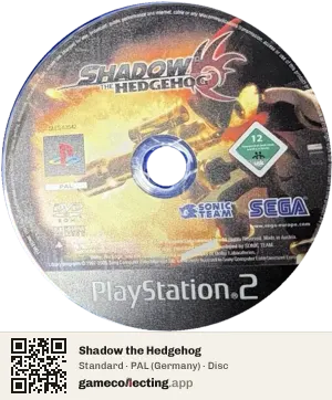 Shadow the Hedgehog PlayStation 2, PAL disc