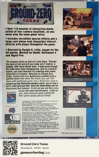 Ground Zero Texas Sega Mega-CD / Sega CD, NTSC box back