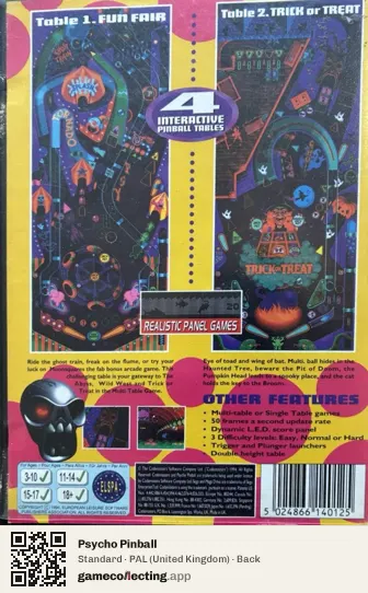 Psycho Pinball Sega Mega Drive / Genesis, United Kingdom box back