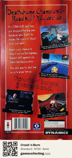Crash 'n Burn 3DO Interactive Multiplayer, NTSC box back