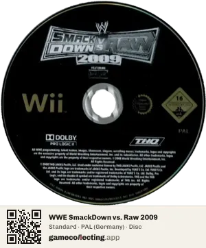 WWE SmackDown vs. Raw 2009 Nintendo Wii, PAL disc