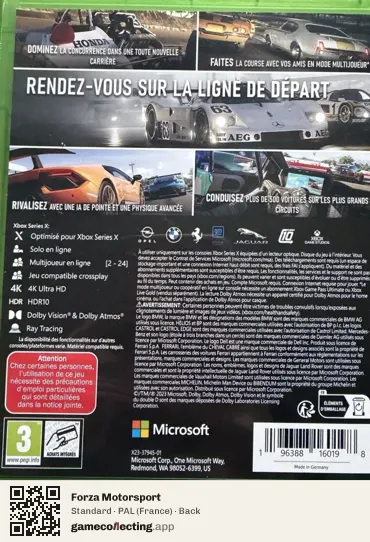 Forza Motorsport Xbox Series X, France box back