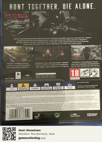 Hunt: Showdown PlayStation 4, Germany box back
