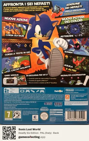 Sonic Lost World Nintendo Wii U, Italy box back
