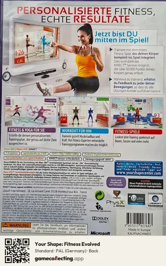 Your Shape: Fitness Evolved Xbox 360, Germany box back