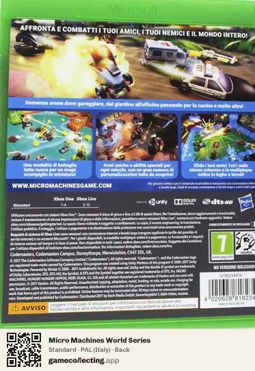 Micro Machines World Series Xbox One, Italy box back