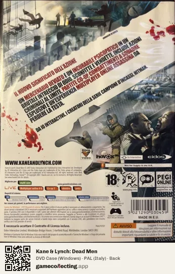 Kane & Lynch: Dead Men Computer, Italy box back