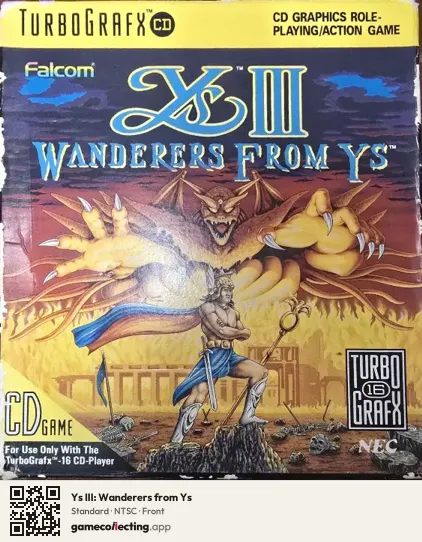 Ys III: Wanderers from Ys TurboGrafx-CD, NTSC box front