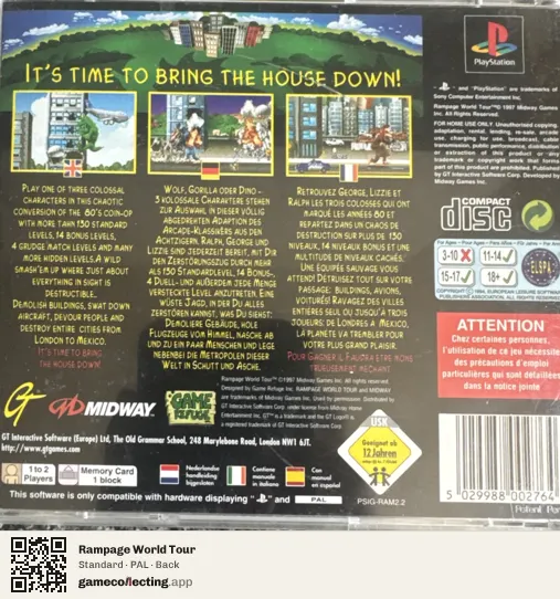 Rampage World Tour PlayStation, PAL box back