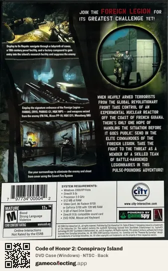 Code of Honor 2: Conspiracy Island Computer, NTSC box back