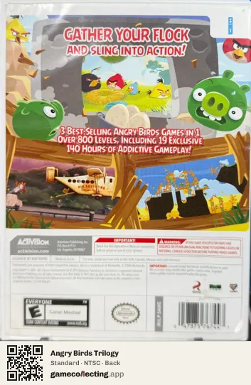 Angry Birds Trilogy Nintendo Wii, NTSC box back