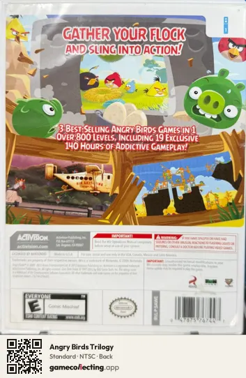 Angry Birds Trilogy Nintendo Wii, NTSC box back