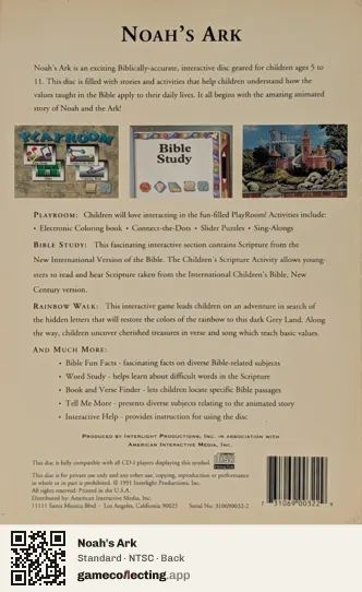 Noah's Ark Philips CD-i, NTSC box back