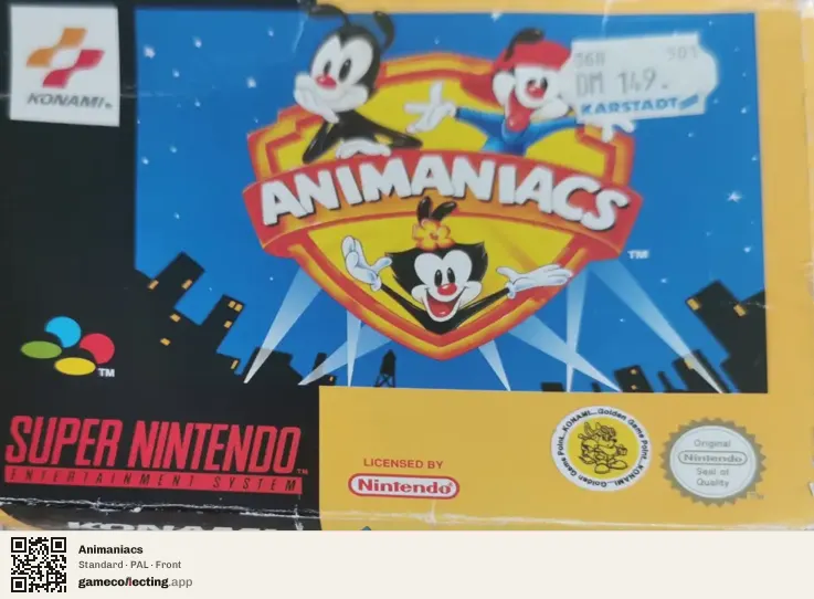 Animaniacs Super Nintendo Entertainment System, PAL box front