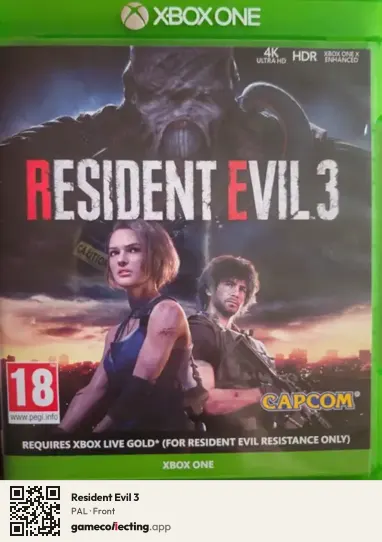 Resident Evil 3 Xbox One, PAL box front