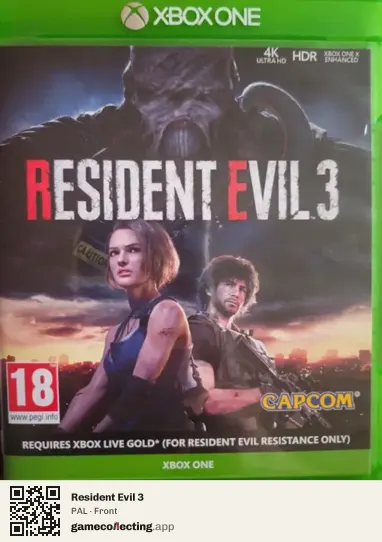 Resident Evil 3 Xbox One, PAL box front