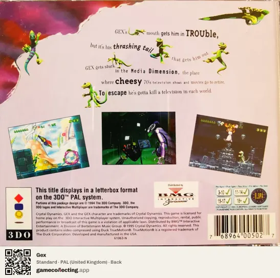 Gex 3DO Interactive Multiplayer, United Kingdom box back