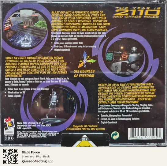 Blade Force 3DO Interactive Multiplayer, PAL box back
