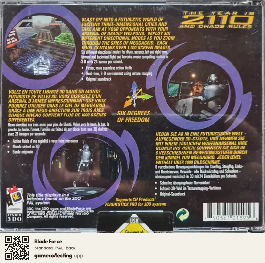 Blade Force 3DO Interactive Multiplayer, PAL box back