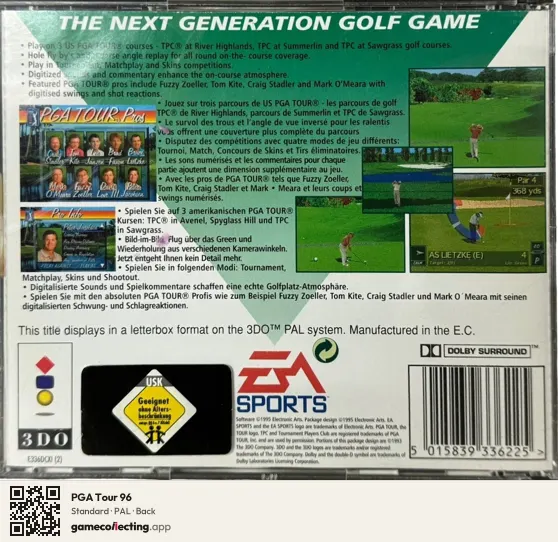 PGA Tour 96 3DO Interactive Multiplayer, PAL box back