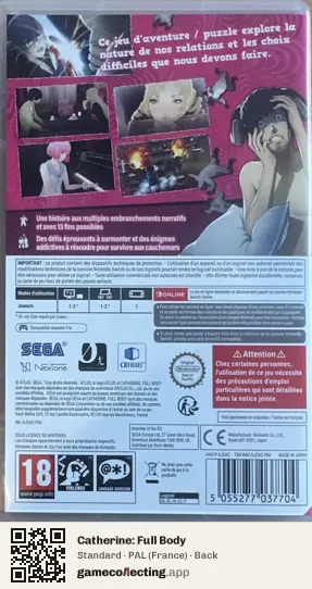 Catherine: Full Body Nintendo Switch, France box back