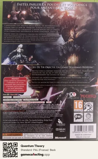 Quantum Theory Xbox 360, France box back