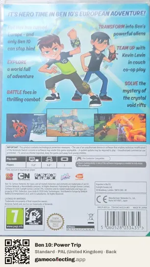 Ben 10: Power Trip Nintendo Switch, United Kingdom box back