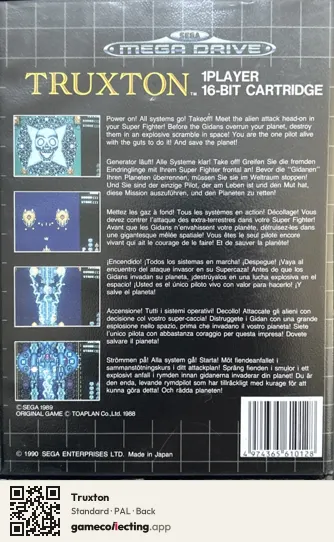 Truxton Sega Mega Drive / Genesis, PAL box back
