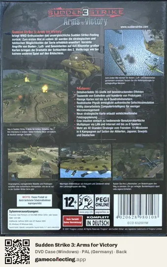 Sudden Strike 3: Arms for Victory Computer, Germany box back