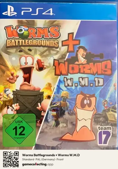Worms Battlegrounds + Worms W.M.D PlayStation 4, Germany box front