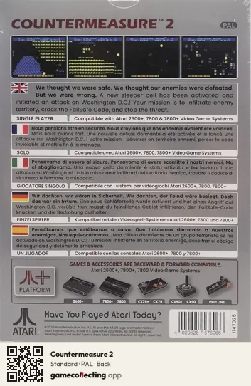 Countermeasure 2 Atari 7800, PAL box back