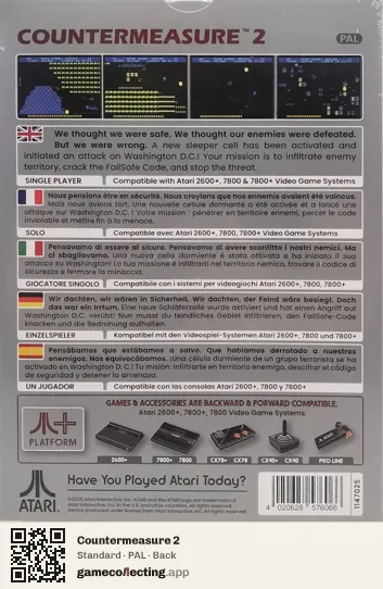 Countermeasure 2 Atari 7800, PAL box back