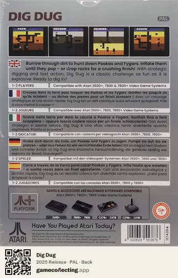 Dig Dug Atari 7800, PAL box back