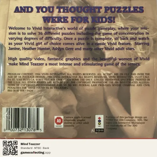 Mind Teazzer 3DO Interactive Multiplayer, NTSC box back