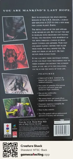 Creature Shock 3DO Interactive Multiplayer, NTSC box back