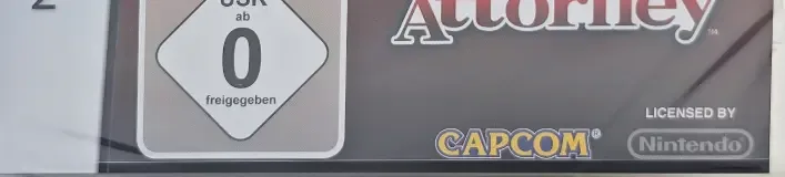 Apollo Justice: Ace Attorney, the USK square on its front