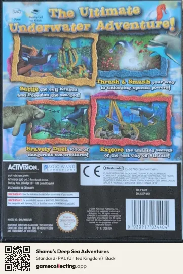 Shamu's Deep Sea Adventures Nintendo GameCube, United Kingdom box back
