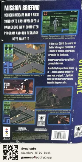 Syndicate 3DO Interactive Multiplayer, NTSC box back